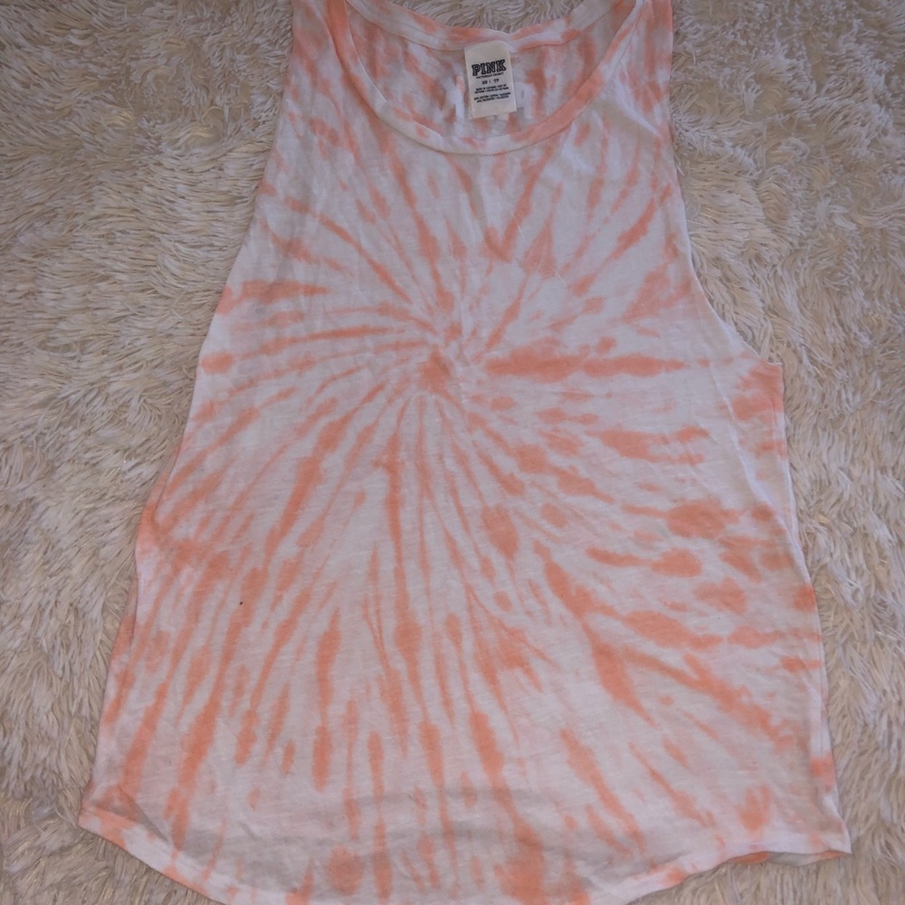 Orange & White Tie Dye PINK Tank